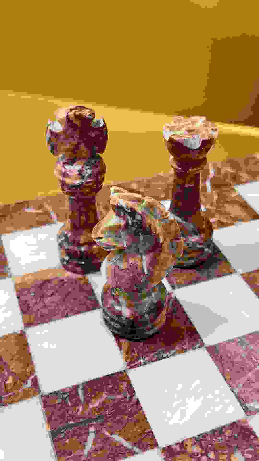 Italfama Chess Set 1027 Pink White Marble 30cm